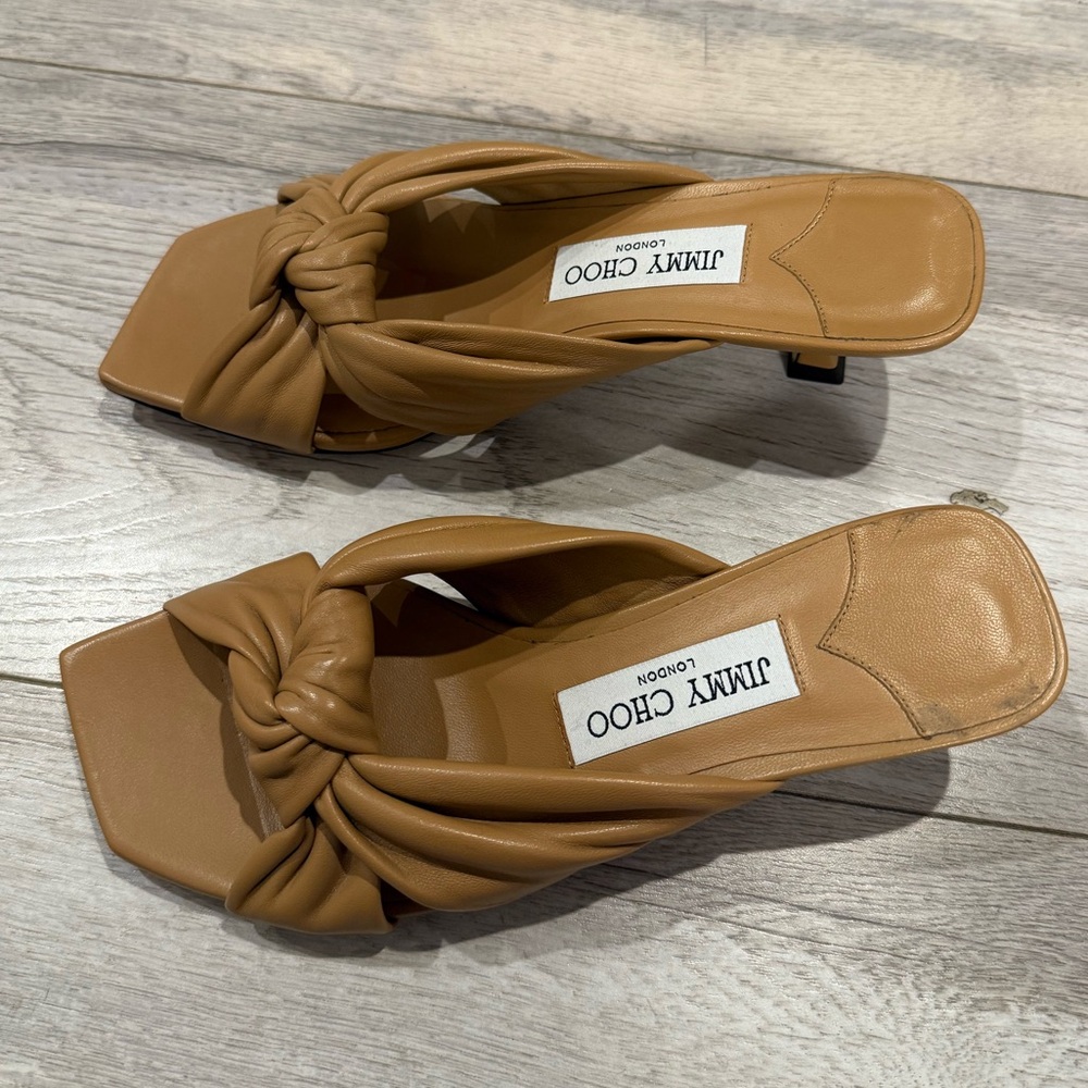 LIKE NEW Jimmy Choo Avenue 50 Leather Sandal in Beige size 36 - Picture 3 of 5